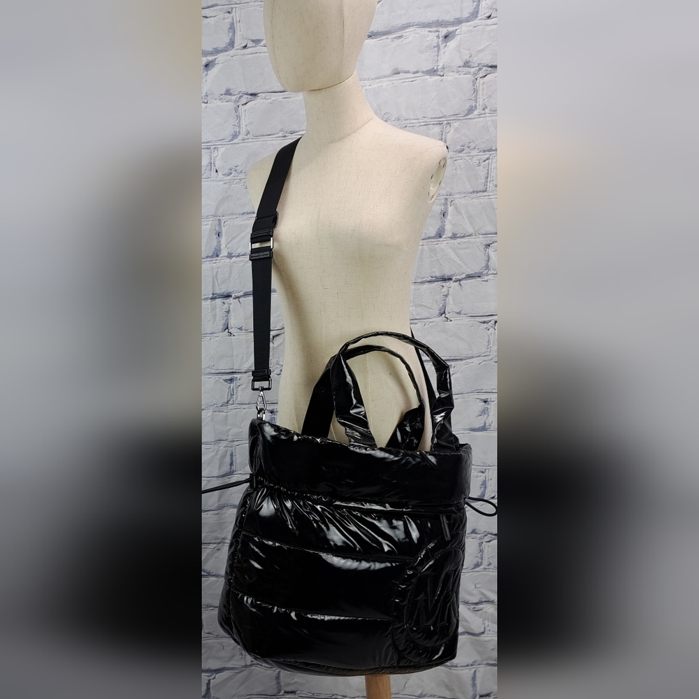 Michael Kors Rae Black Quilted Nylon Extra Large Drawstring Tote Bag